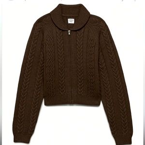 Sunday Best Gigi Zip-Up Sweater XXS Brown Aritzia